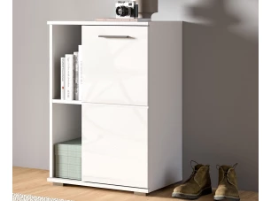 Skrinka s priehradkami/botník Prego, 55 cm, biela lesk