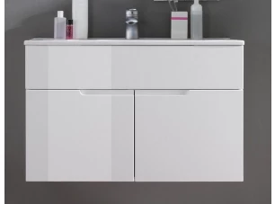Kúpeľňová skrinka s umývadlom Spice, lesklá biela