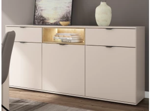 Široká komoda Avola, 180 cm, béžová kašmír/dub cremona
