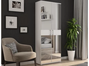 Viacúčelová policová skriňa so zrkadlom Nitro, biela