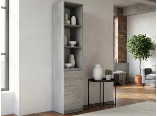 Regál s dvierkami Carlos, sivý betón, šírka 40 cm