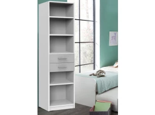 Regál so zásuvkami Joker, biely/sivý betón