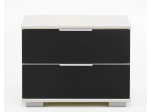 Nočný stolík Easy Plus, biely/čierne sklo