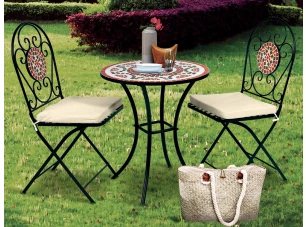 Záhradný set Mosaic, čierny/červený