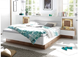 Posteľ s nočnými stolíkmi Capri 180x200 cm, dub wotan/biela