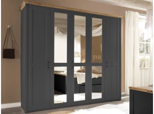 Šatníková skriňa Locarno, 5-dverová, grafit/dub artisan