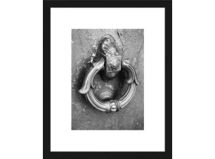 Rámovaný obraz Klopadlo na dvere 24x30 cm, čiernobiely