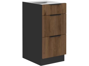 Dolná zásuvková kuchynská skrinka Monza, 40 cm, orech/čierna