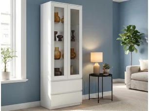 Vysoká vitrína Carlos, biela, šírka 70 cm