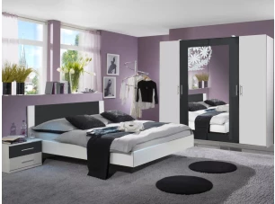 Zostava spálne Nora 160x200 cm, biela/grafitová