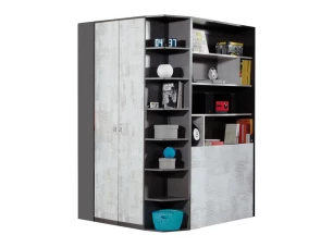 Rohová šatníková skriňa Tablo, šedá/enigma