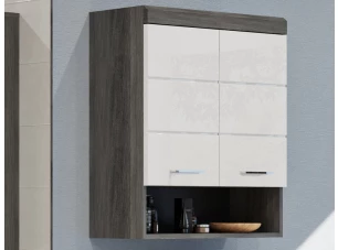 Nástenná skrinka Scout, šedý dub/biela lesk