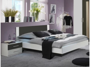 Posteľ s nočnými stolíkmi Nora 140x200 cm, biela/grafitová