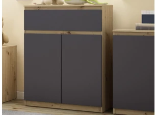 Skrinka so šuplíkom Carlos, dub artisan/grafit, 80 cm