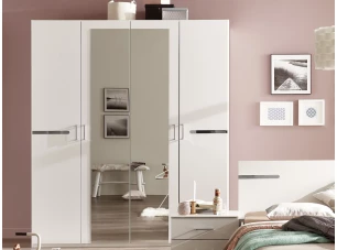 Šatníková skriňa so zrkadlami Anna, 180 cm, biela