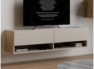 Závesná TV skrinka Asko Living, 135 cm, béžová kašmír