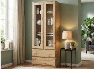 Vysoká vitrína Carlos, dub artisan, šírka 70 cm