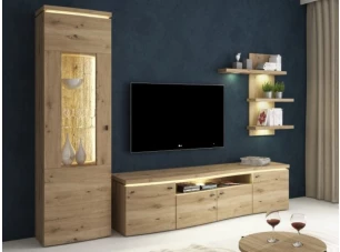 Obývacia stena Bolus, dub artisan, s osvetlením