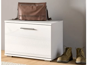 Predsieňová lavica na topánky Prego, biely lesk