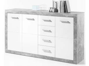 Komoda Stone 152 cm, betón/biela