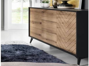 Široká komoda so zásuvkami Diamond, čierna/dub