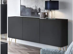 Široká skrinka Harmony, čierna/čierny mramor