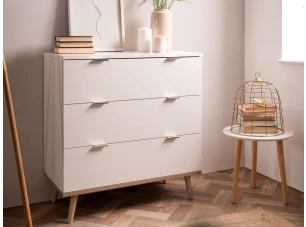 Komoda s 3 zásuvkami Göteborg, biela/dub sonoma