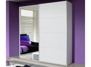 Šatníková skriňa Quadra, 181 cm, biela/zrkadlo