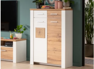 Vysoká skrinka so zásuvkami Matera, 80 cm, starý dub/biela