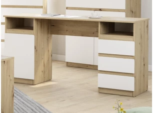 Písací stôl s 3 zásuvkami Carlos, dub artisan/biela