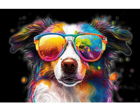 E-shop Obraz na plátne Farebný pes, 90x60 cm%