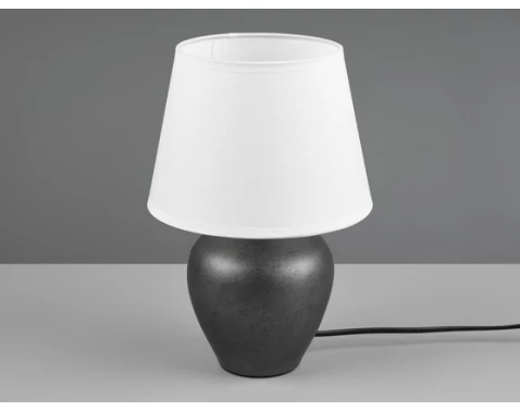 Stolová lampa Abby, antický nikel/biela látka%