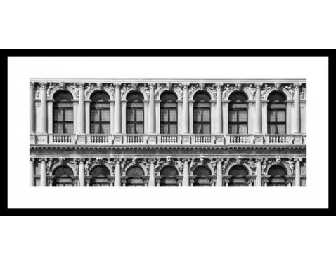 E-shop Rámovaný obraz Ca'rezzonico Palazzo 80x40 cm, čiernobiely%