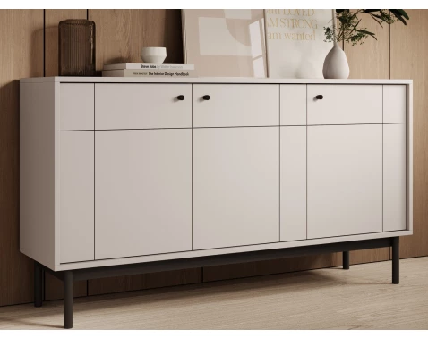 E-shop Skrinka 3-dverová Japandi, 154 cm, béžová kašmír%