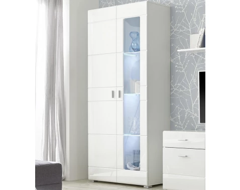 Vysoká vitrína Enrique, biely lesk%