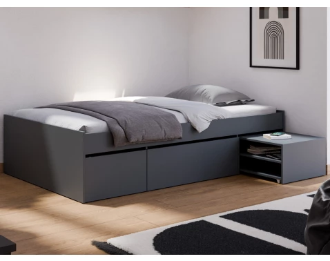 E-shop Posteľ s úložnými zásuvkami Assisi 120x200 cm, antracitová%