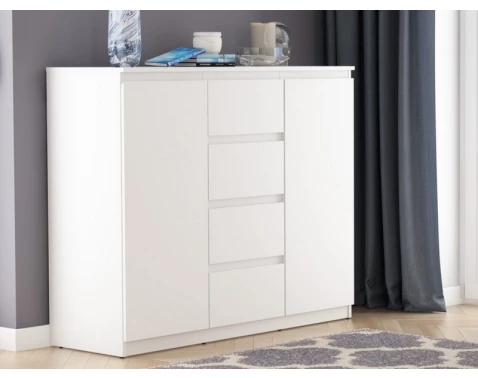 Široká komoda so 4 zásuvkami Carlos, biela, 120 cm%