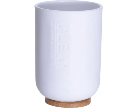 Pohár na kefky biely/bambus, 11 cm%