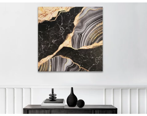 E-shop Obraz na plátne Čiernozlatá abstrakcia, 80x80 cm%