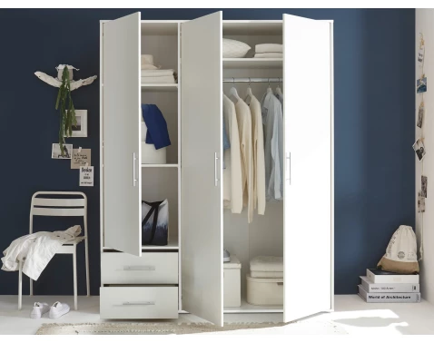 E-shop Šatníková skriňa Valencia, 155 cm, biela%