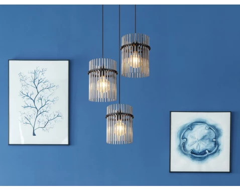 E-shop Závesné stropné osvetlenie Gorley 47 cm, sklenené tyčinky%