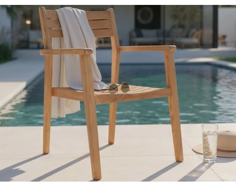 E-shop Záhradná stolička s podrúčkami Padang, teak%