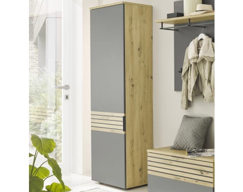 E-shop Predsieňová šatníková skriňa Milan, dub artisan/šedá%