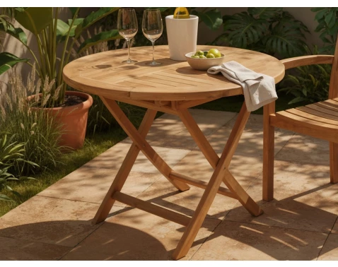 E-shop Okrúhly záhradný stôl Dumai, 90 cm, teak%
