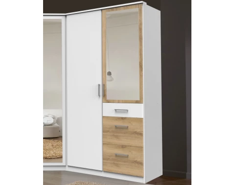 E-shop Šatníková skriňa so zrkadlom Click, 91 cm, biela/doskový dub%