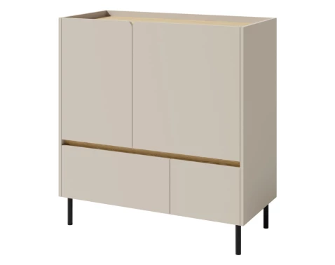 Komoda so zásuvkami Lucky, 95 cm, pieskovo béžová/olejovaný dub%