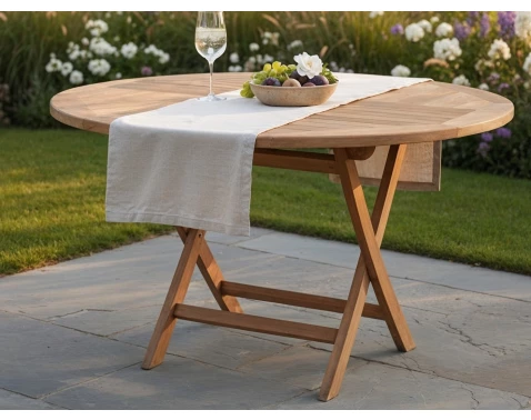 Okrúhly záhradný stôl Tarakan, 120 cm, teak%