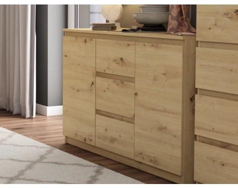 E-shop Komoda se 3 zásuvkami Carlos, dub artisan, 120 cm%