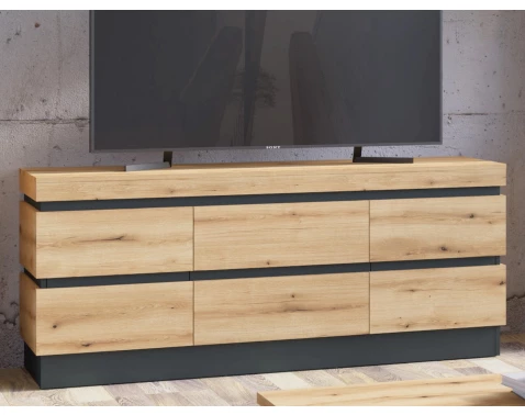 E-shop TV skrinka Corte, dub coast/tmavo šedá%
