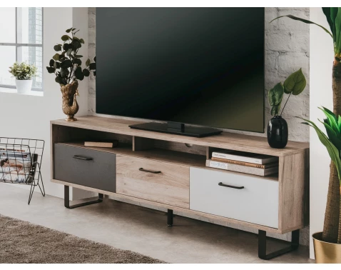 TV skrinka Orlandos, dub/sivá/biela%